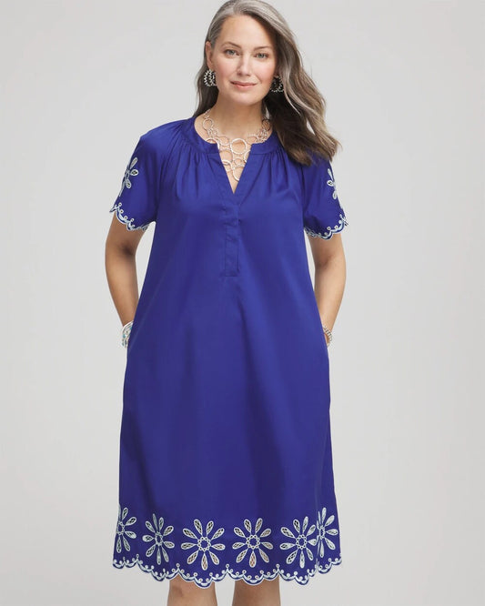 Embroidered Poplin Popover Dress - Chico's