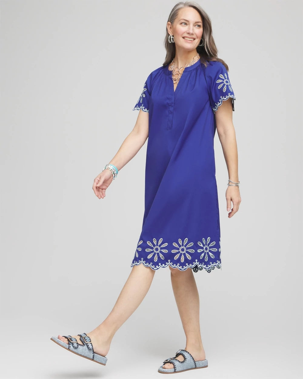 Embroidered Poplin Popover Dress - Chico's