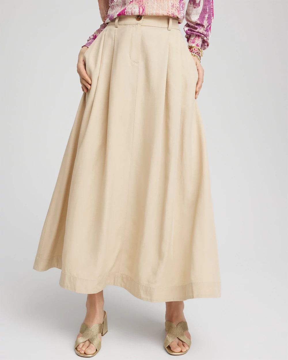 Pleated A-Line Midi Skirt - Chico's