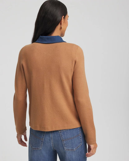 Collared Denim Trim Cardigan - Chico's