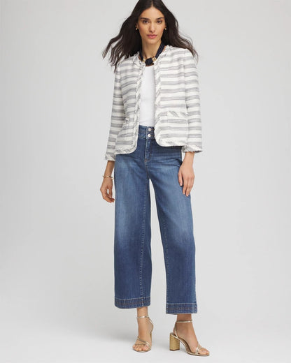 Striped Tweed Collarless Box Jacket - Chico's