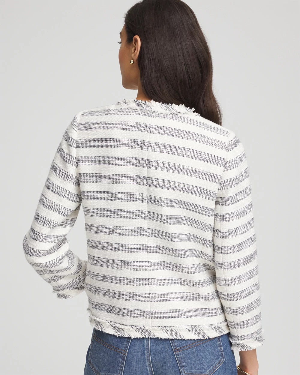 Striped Tweed Collarless Box Jacket - Chico's