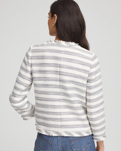 Striped Tweed Collarless Box Jacket - Chico's