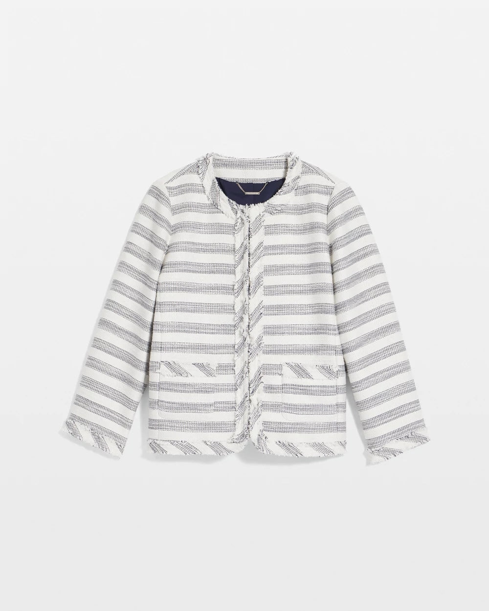 Striped Tweed Collarless Box Jacket - Chico's