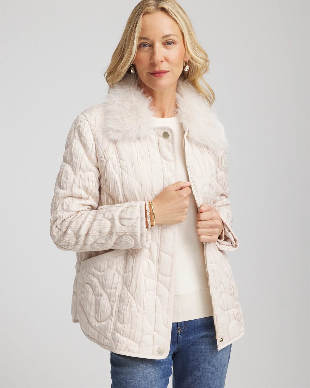 Quilted Faux Fur Collar Jacket - Chico's