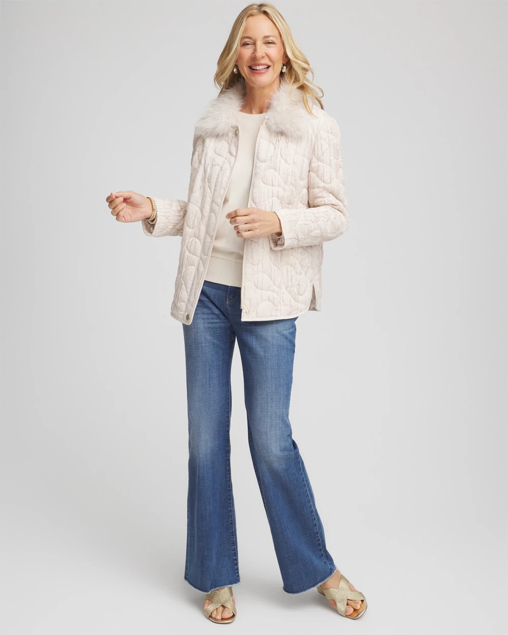 Quilted Faux Fur Collar Jacket - Chico's