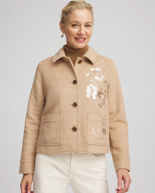 Embroidered Wool Chore Jacket - Chico's