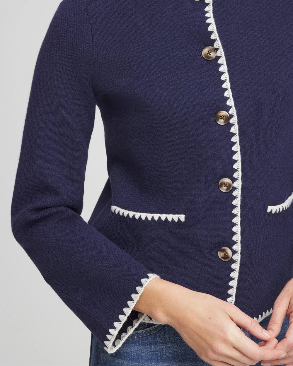 Blanket Stitch Crewneck Cardigan - Chico's