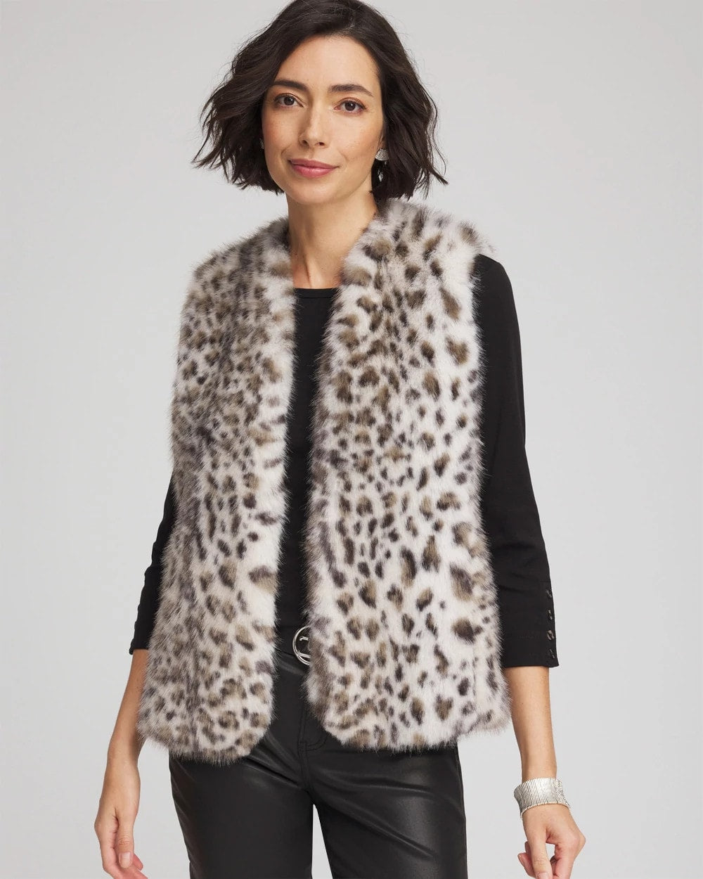 Snow Leopard Faux Fur Vest - Chico's
