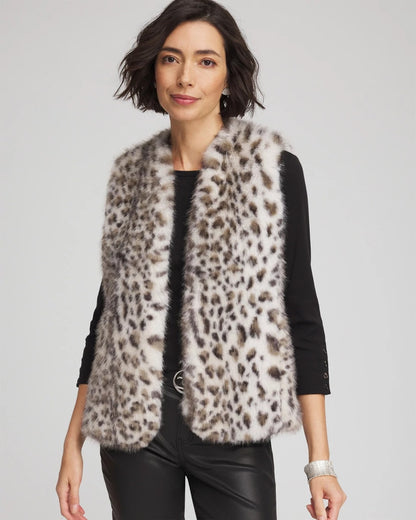 Snow Leopard Faux Fur Vest - Chico's