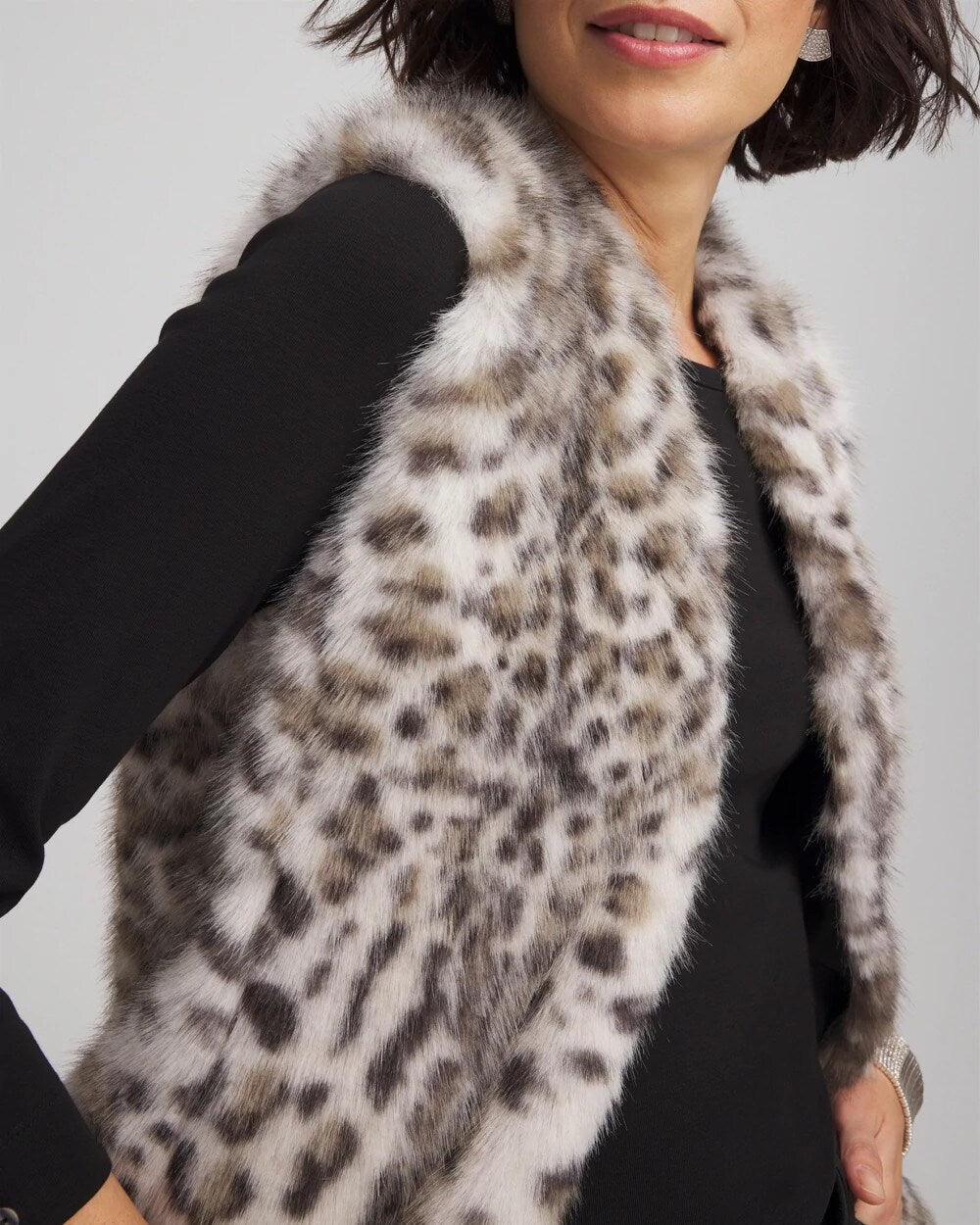 Snow Leopard Faux Fur Vest - Chico's