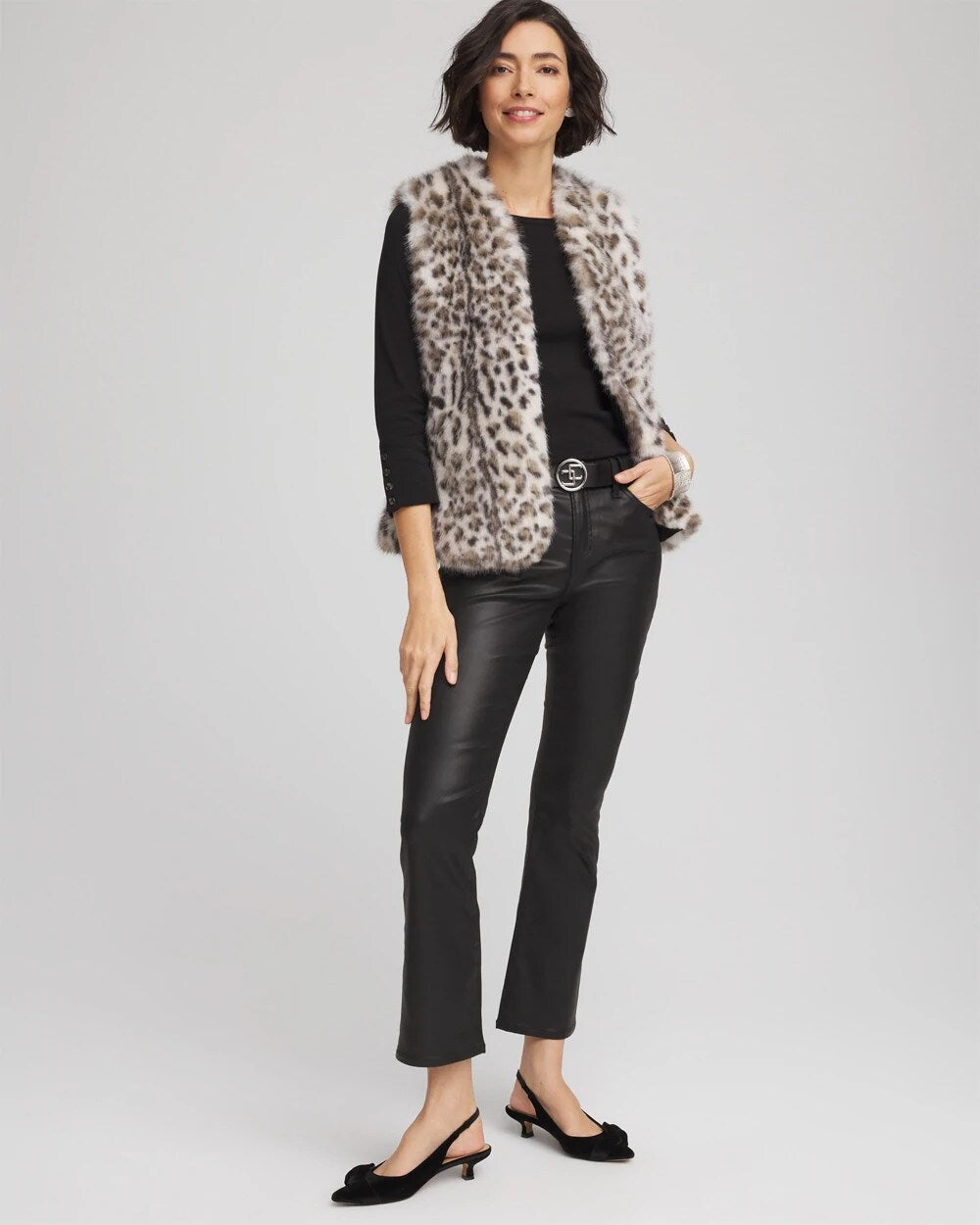 Snow Leopard Faux Fur Vest - Chico's
