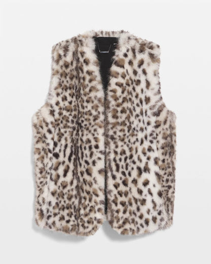 Snow Leopard Faux Fur Vest - Chico's
