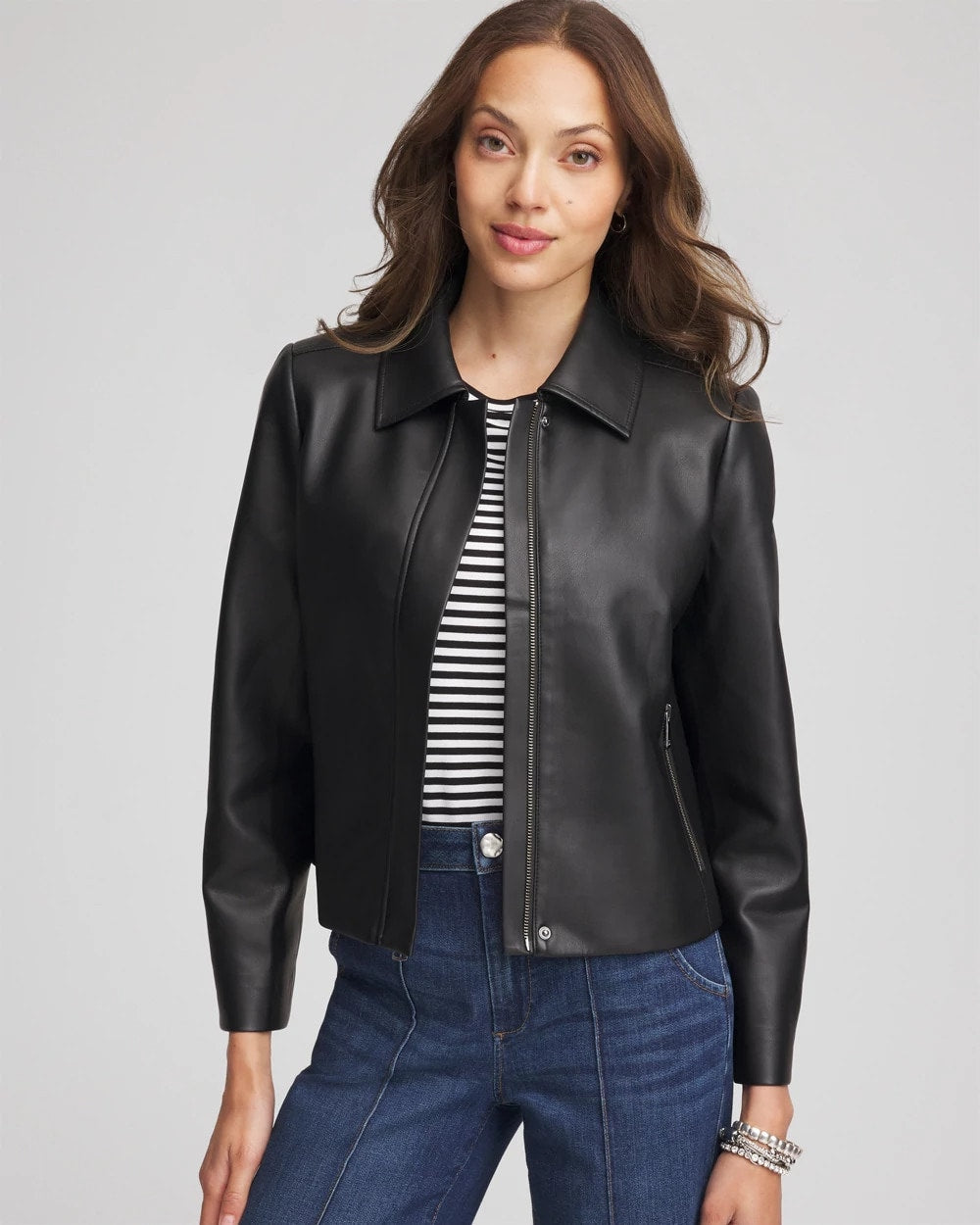 Faux Leather Zip-Front Jacket - Chico's