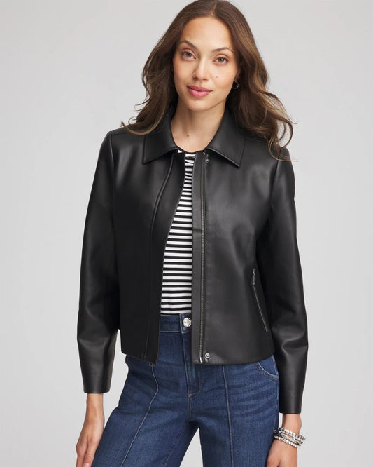 Faux Leather Zip-Front Jacket - Chico's