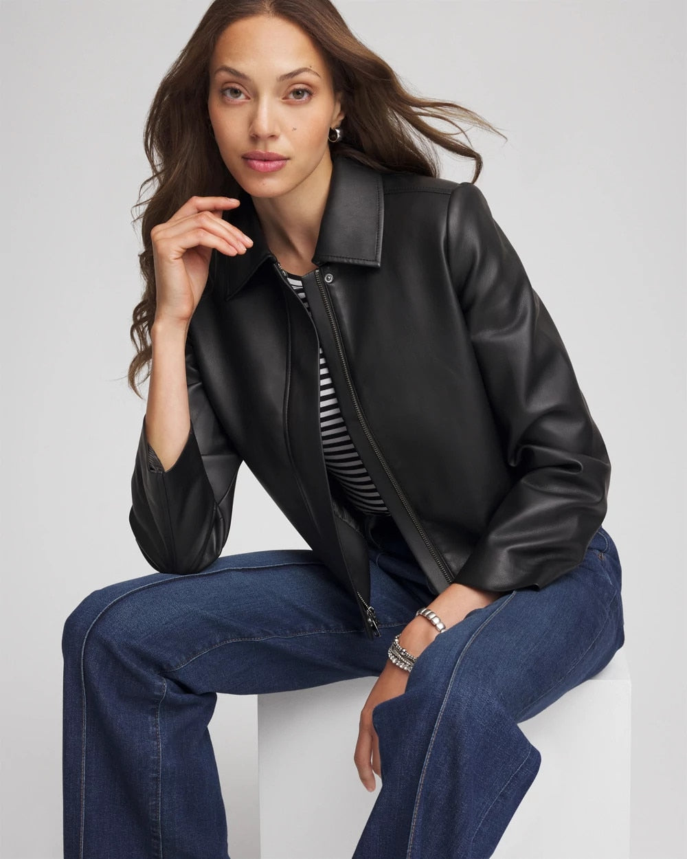 Faux Leather Zip-Front Jacket - Chico's