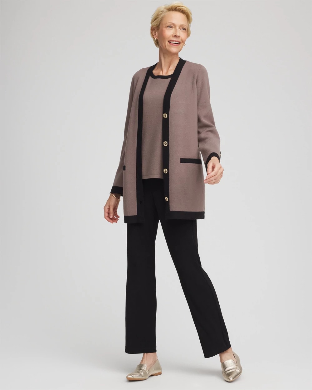 Travelers™ Tipped Button-Down Cardigan - Chico's