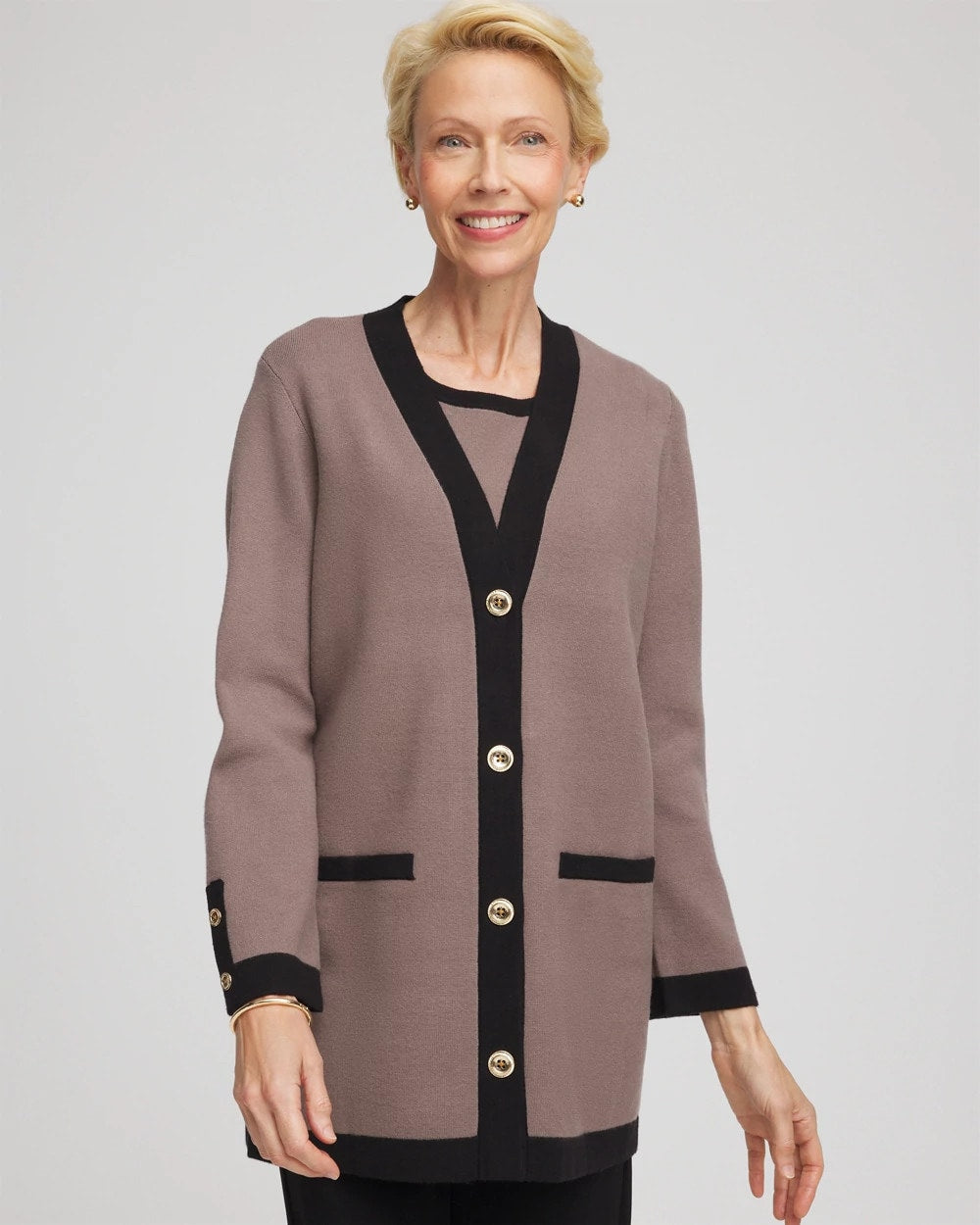 Travelers™ Tipped Button-Down Cardigan - Chico's