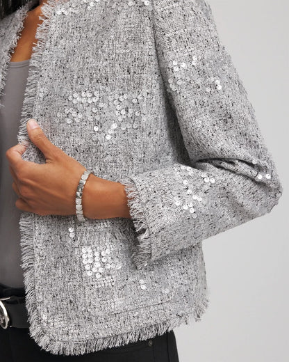 Silver Sequins Tweed Jacket - Chico's