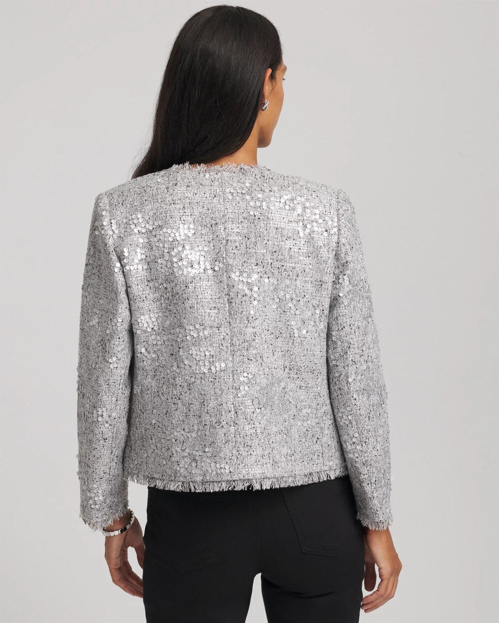 Silver Sequins Tweed Jacket - Chico's