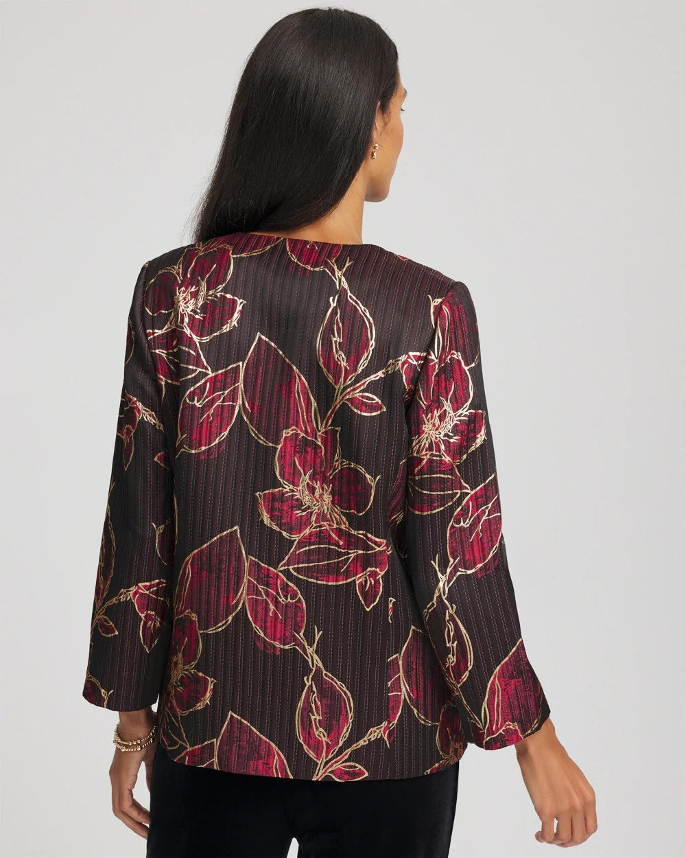 Travelers™ Collection Jacquard Foiled Floral Jacket - Chico's