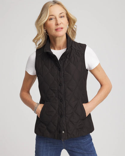 Rib Trim Quilted Vest - Chico's