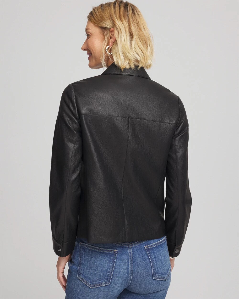 Snap Front Faux Leather Jacket - Chico's