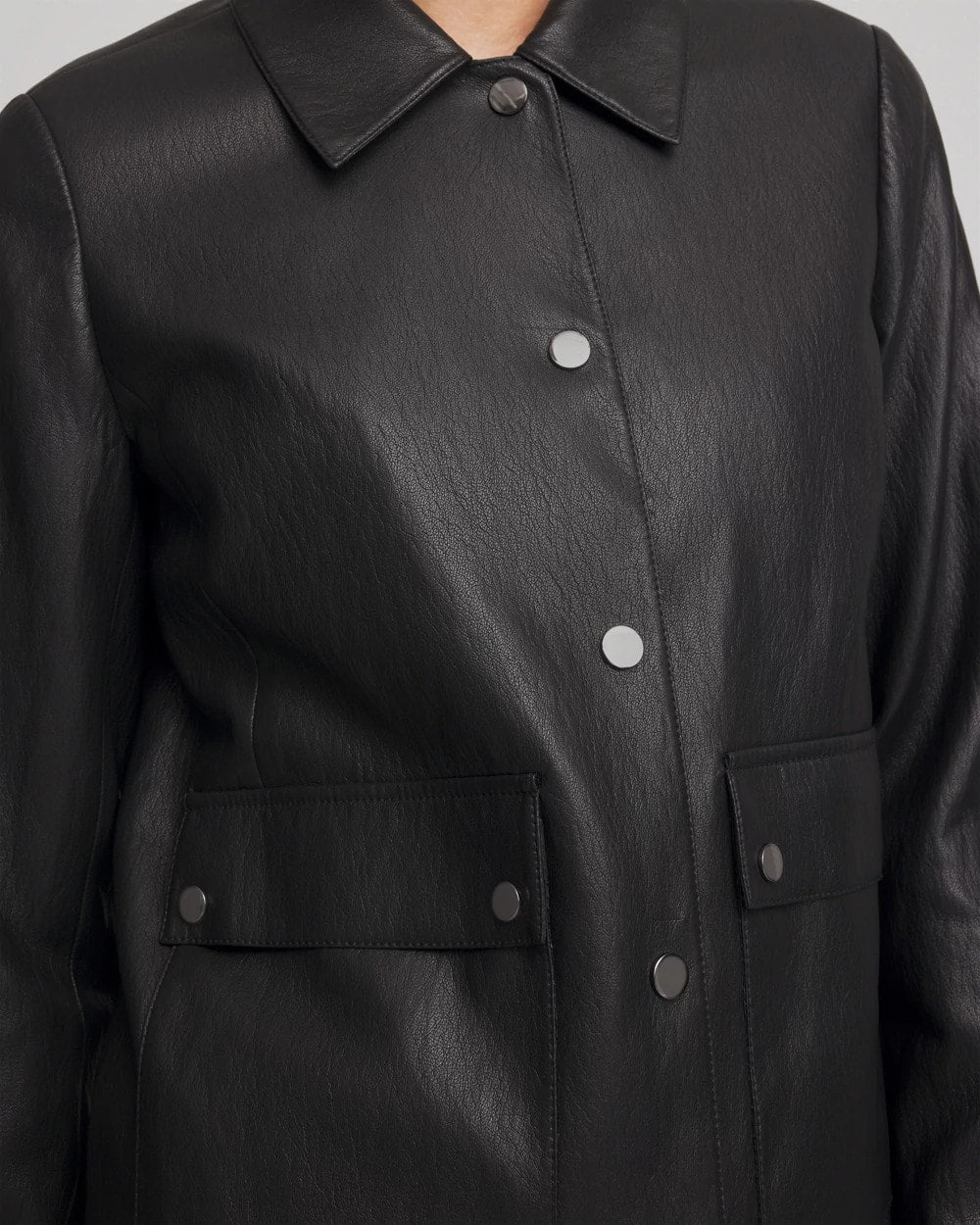 Snap Front Faux Leather Jacket - Chico's