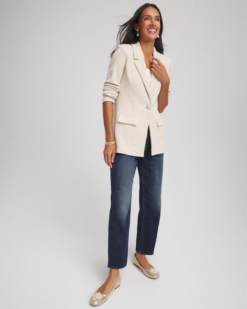 Metallic Rhinestone Sweater Blazer - Chico's