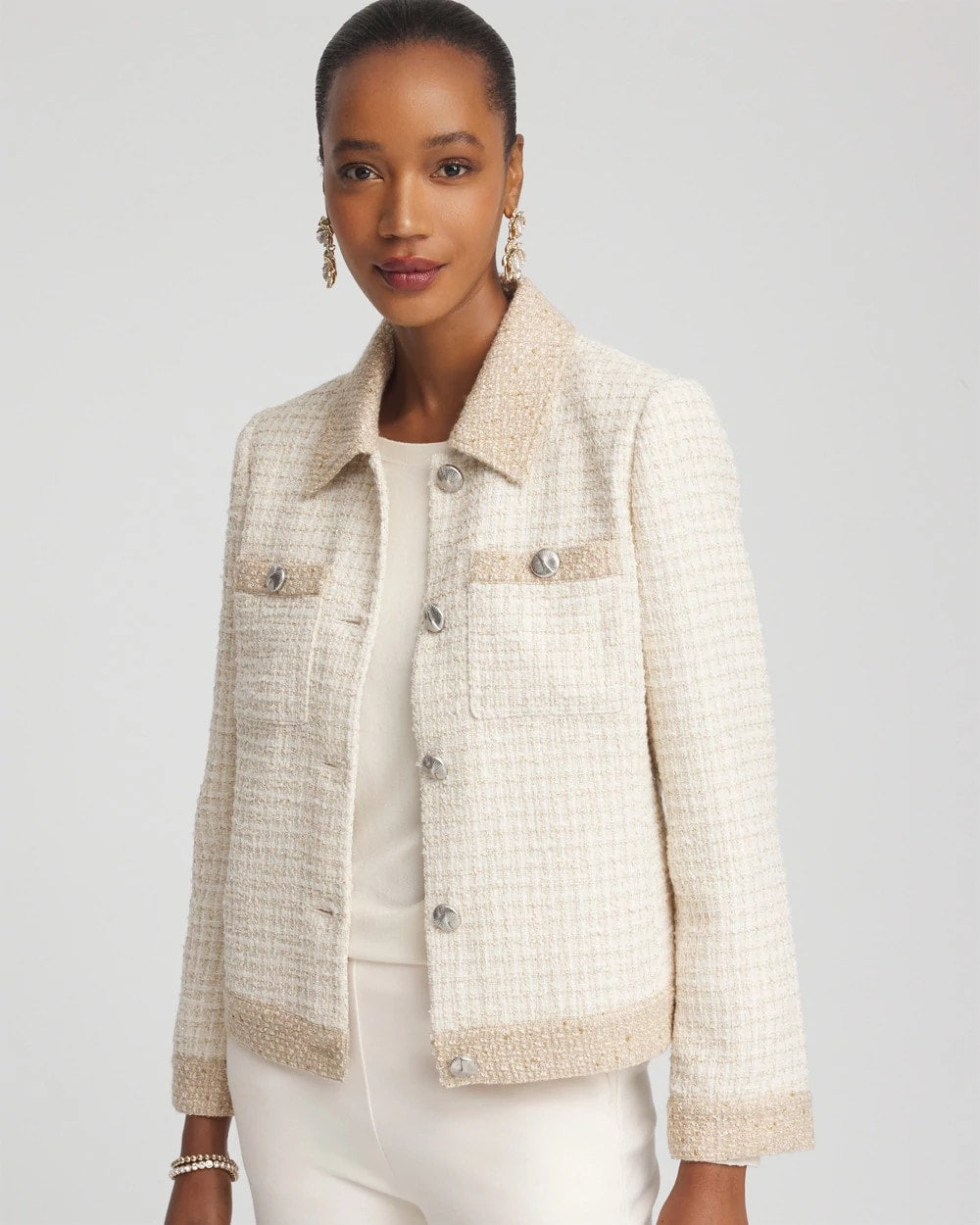 Tonal Neutral Tweed Jacket - Chico's