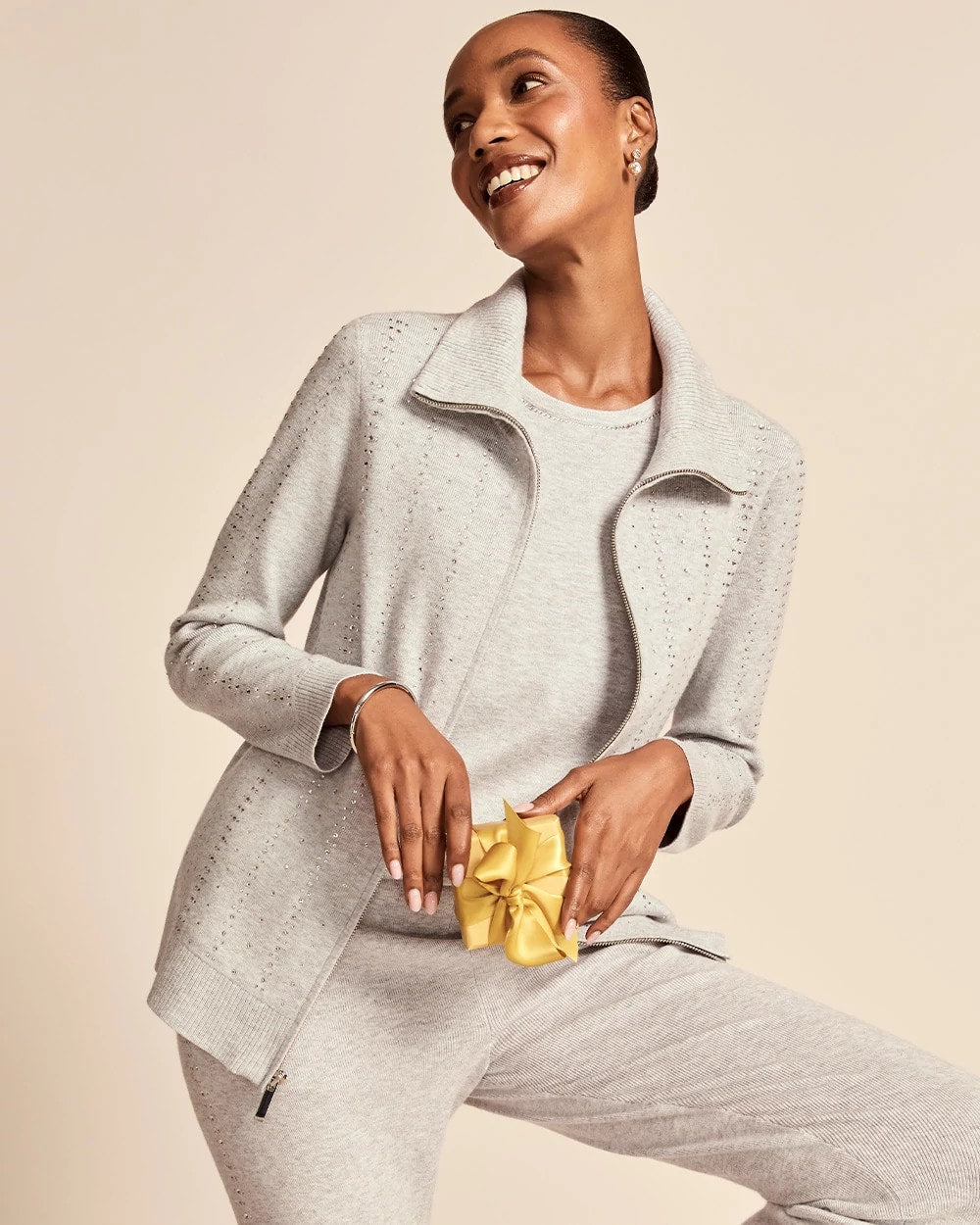 Zenergy® Luxe Diamante Zip Cardigan - Chico's