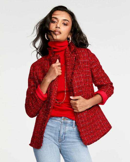 Red Tweed Sequins Blazer - Chico's