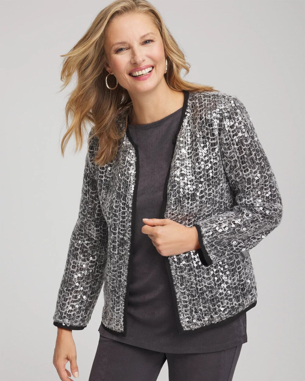 Travelers™ Collection Refined Sequins Netted Jacket - Chico's