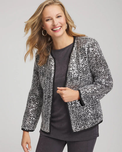 Travelers™ Collection Refined Sequins Netted Jacket - Chico's