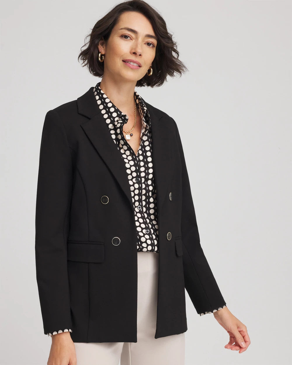 Ponte Double-Breasted Knit Blazer - Chico's