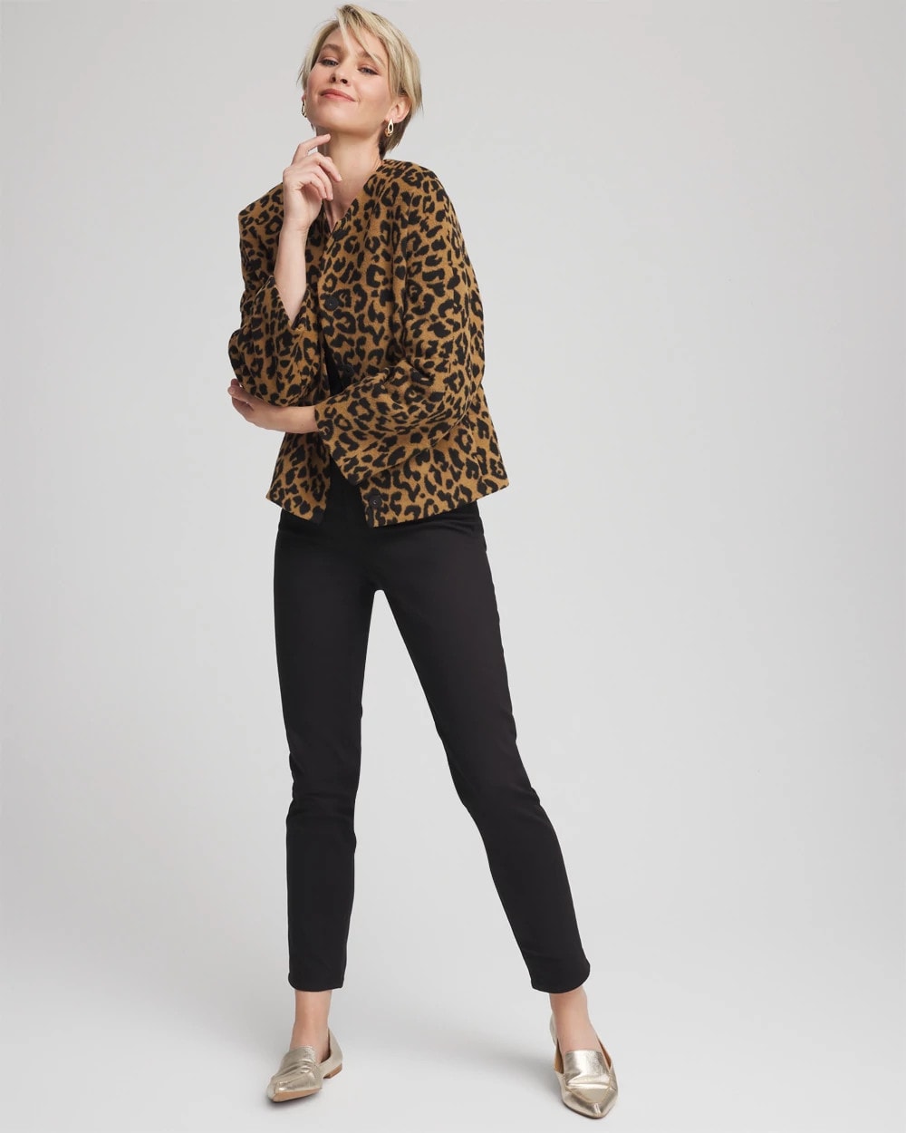 Fuzzy Collarless Animal Print Jacket - Chico's
