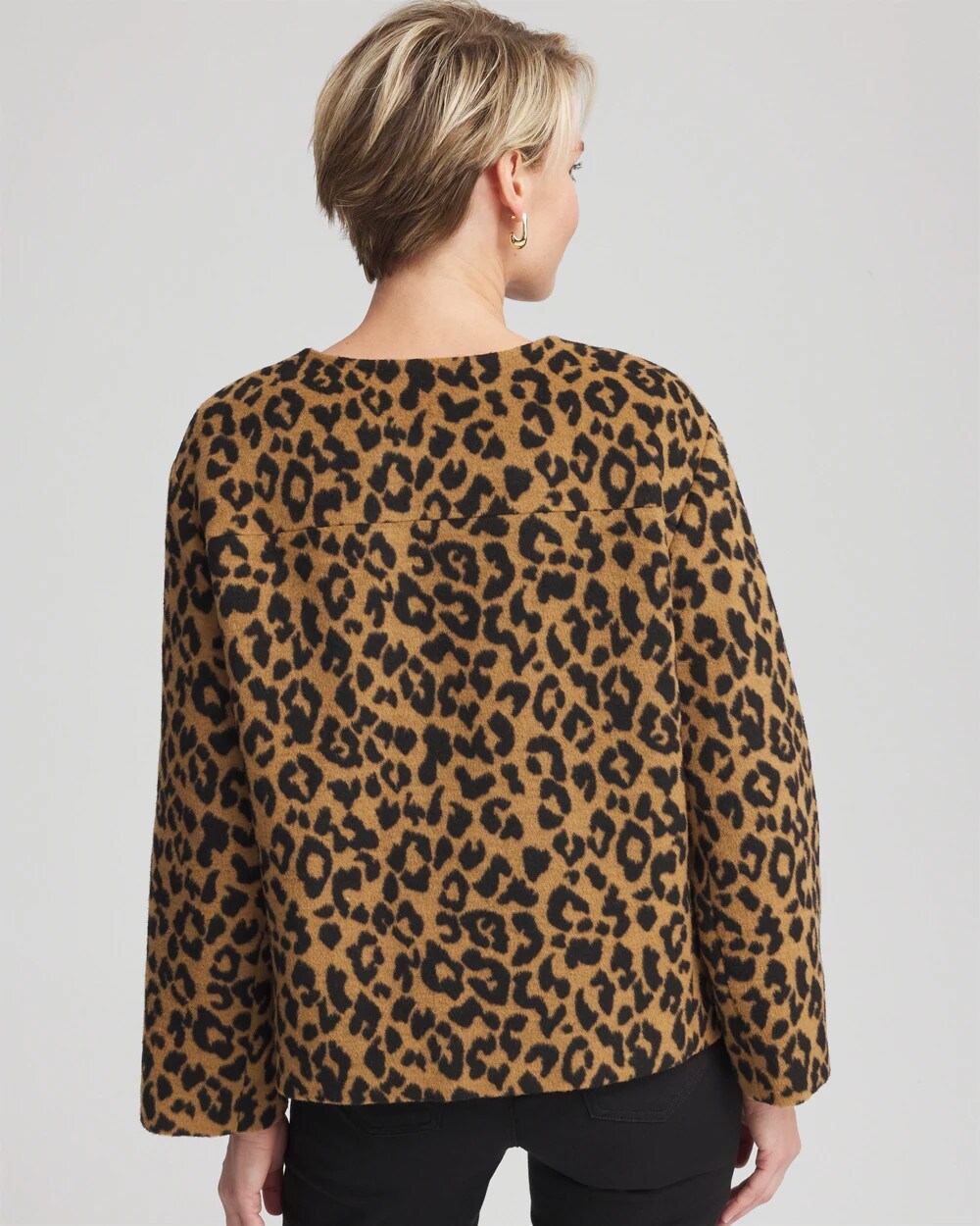 Fuzzy Collarless Animal Print Jacket - Chico's