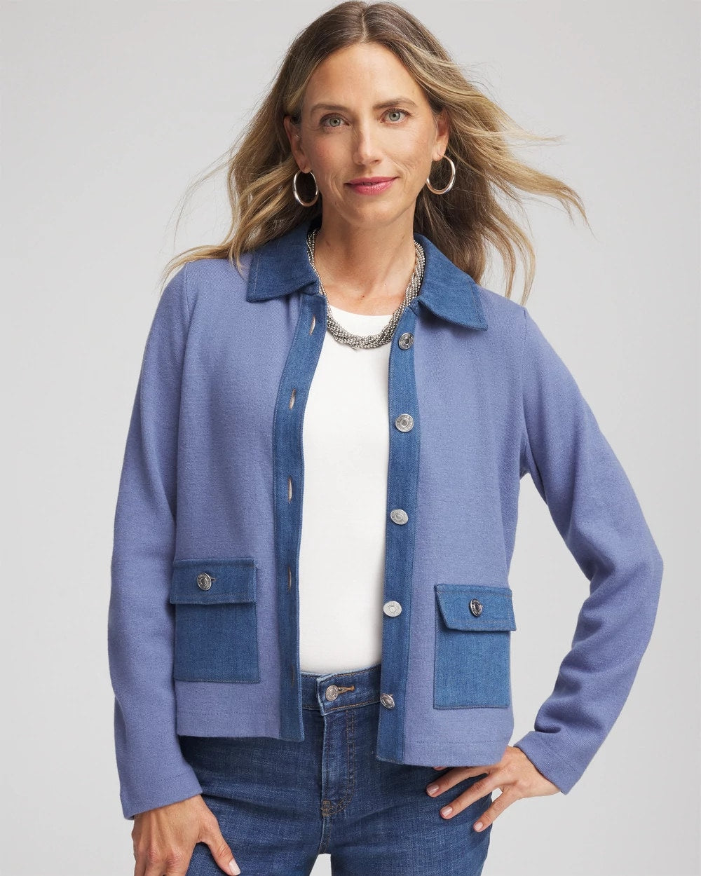Denim Colorblock Marl Shirt Jacket - Chico's