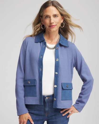 Denim Colorblock Marl Shirt Jacket - Chico's