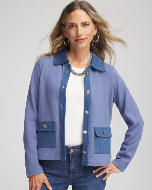 Denim Colorblock Marl Shirt Jacket - Chico's