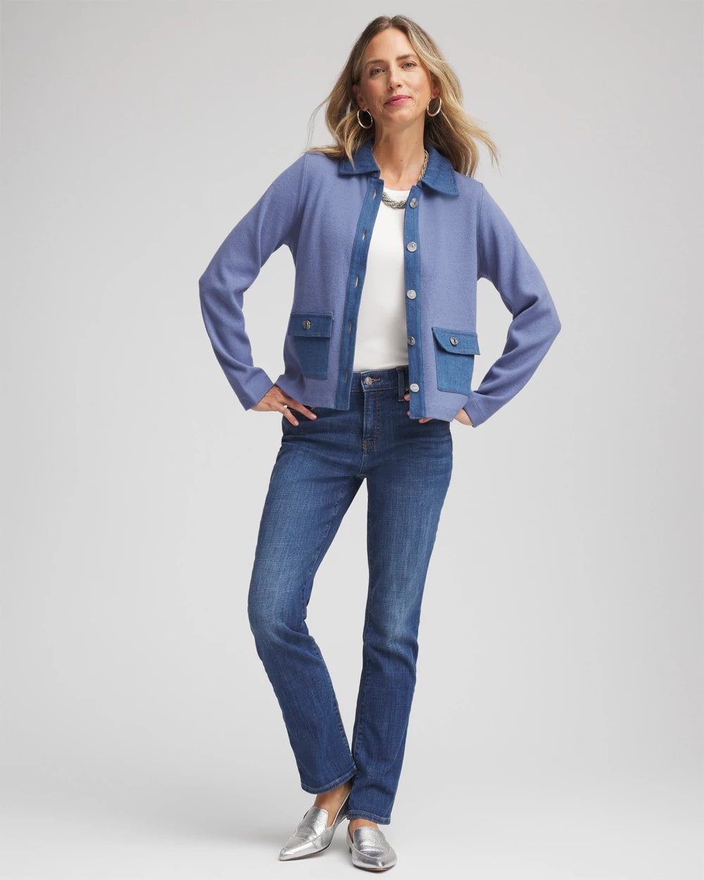 Denim Colorblock Marl Shirt Jacket - Chico's