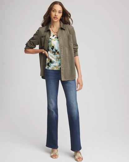 Suede Collared Long-Sleeved Shacket - Chico's