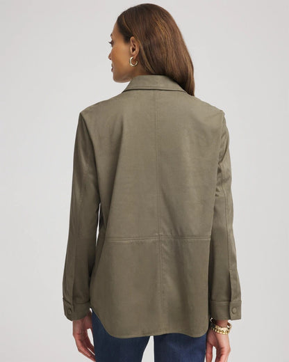 Suede Collared Long-Sleeved Shacket - Chico's