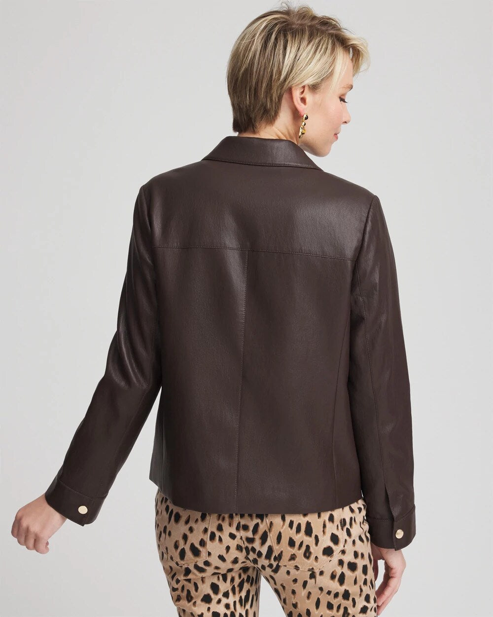 Snap Front Faux Leather Jacket - Chico's