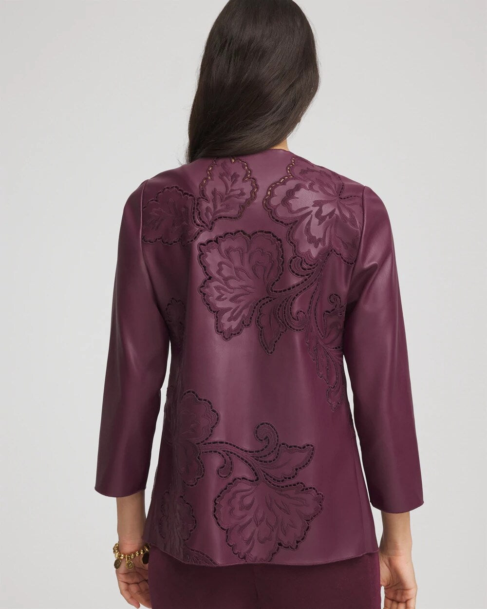 Travelers™ Collection Faux Leather Embroidered Jacket - Chico's