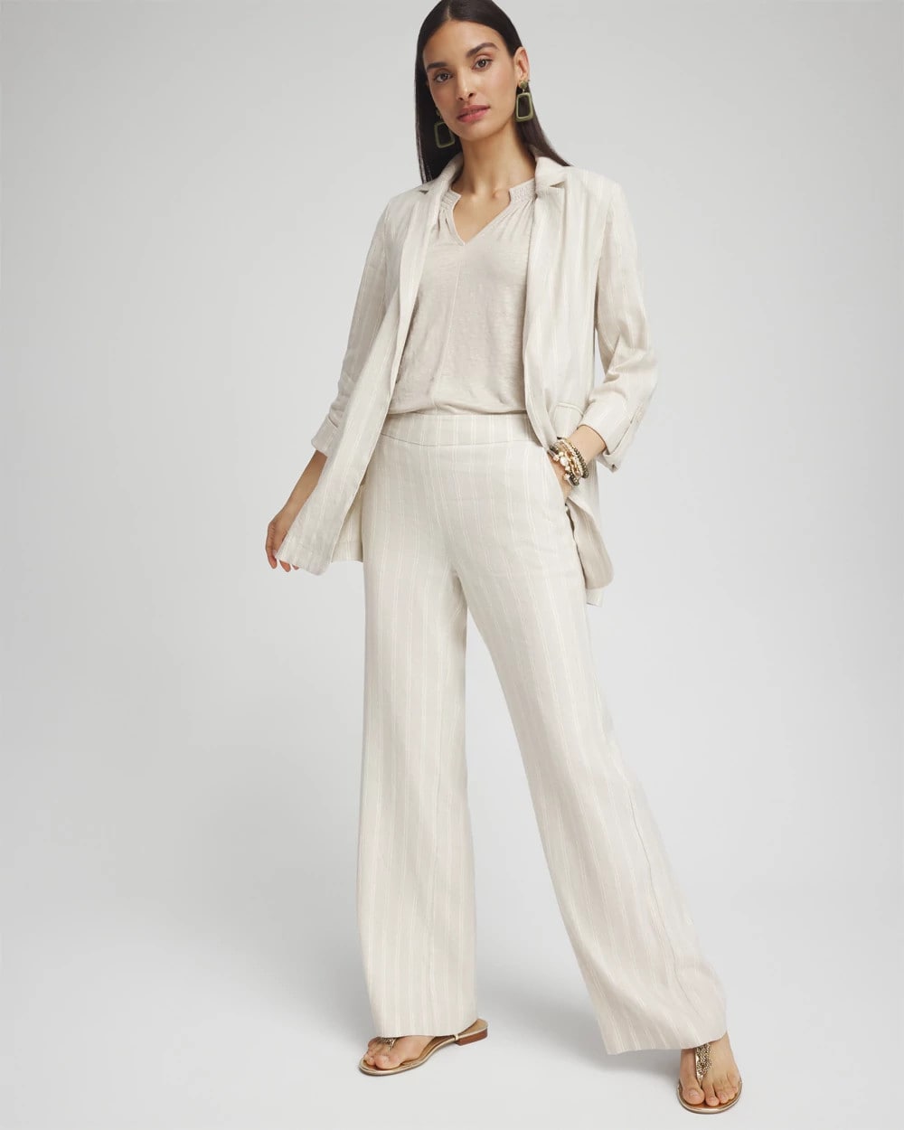 Linen Blend Stretch Stripe Blazer - Chico's