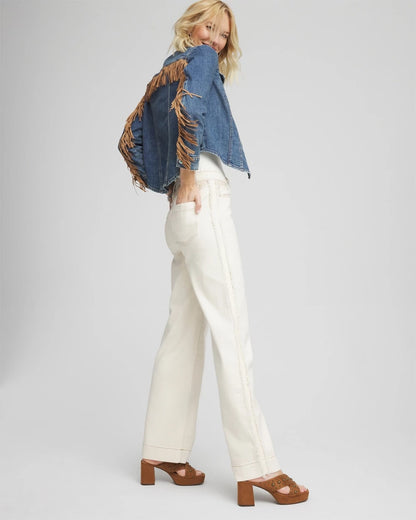 Cropped-Fit Fringe Denim Jacket - Chico's