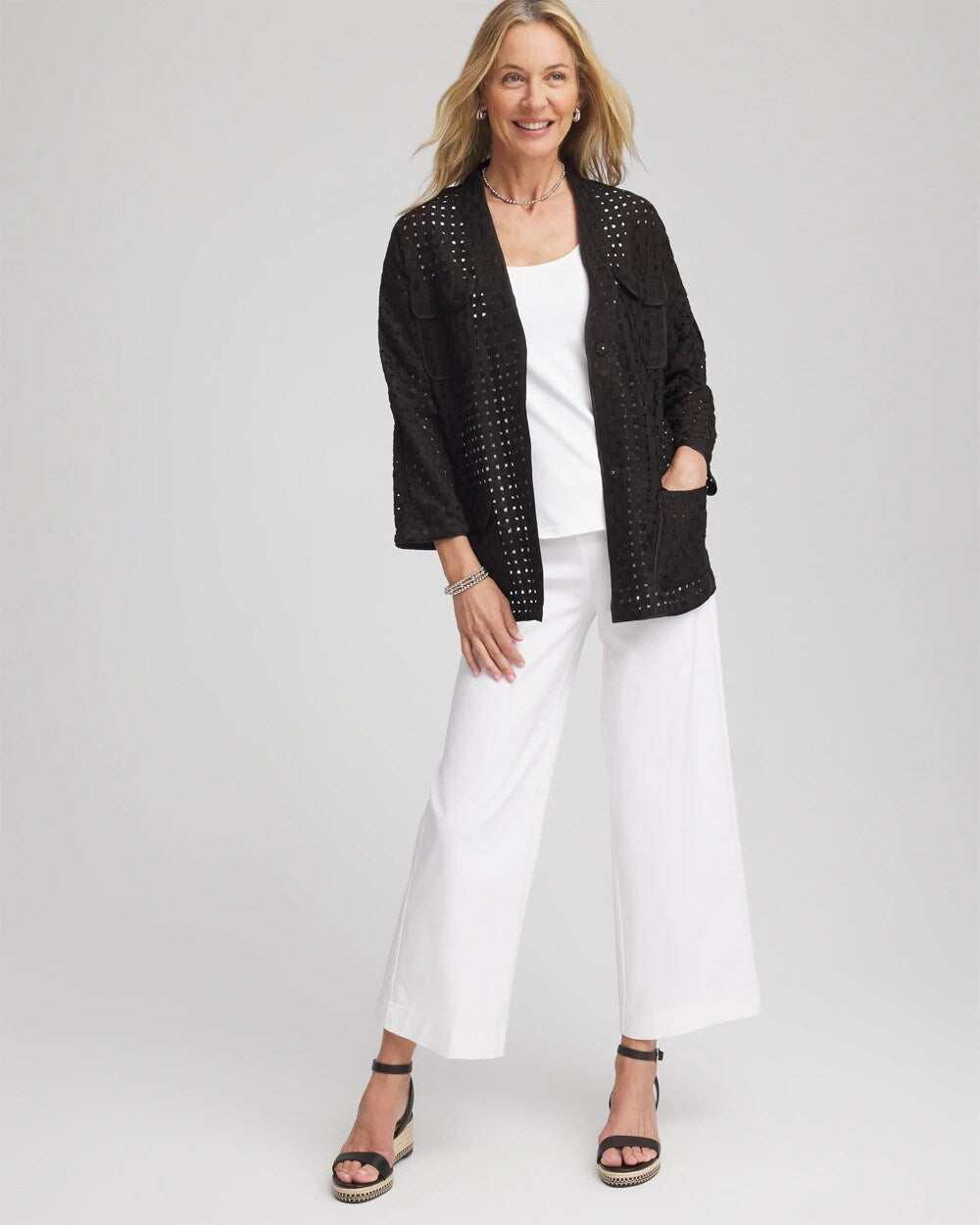Open-Stitch Tie-Front Kimono Jacket - Chico's