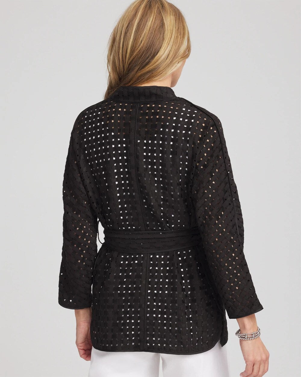 Open-Stitch Tie-Front Kimono Jacket - Chico's