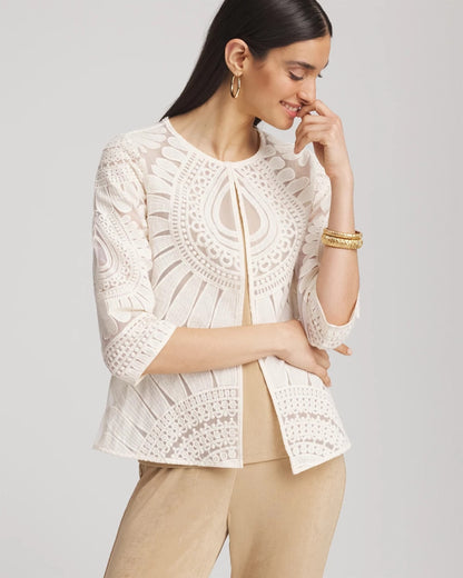 Travelers™ Collection Embroidered 3/4 Sleeve Jacket - Chico's